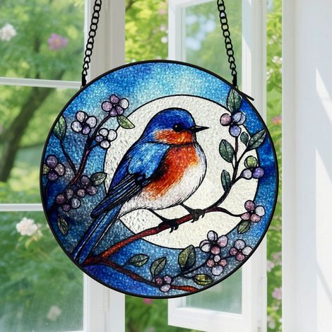 9cm Suspension en Vitrail Élégant, Attrape-Soleil Unique Coloré pour Fenêtre Intérieur, Cadeau Professeur, Famille, Collègue (1/5)