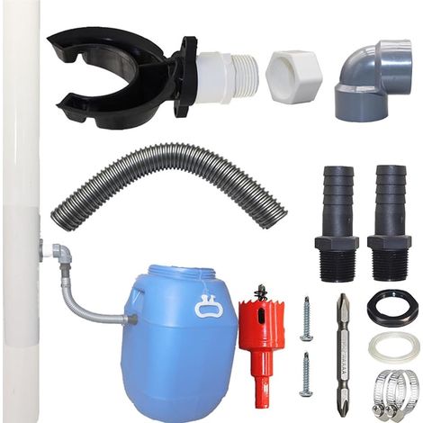 Recuperateur D Eau de Pluie pour Tuyau de Descente Ø 70-110mm, Récupérateur Eau de Pluie pour Toitures Jusqu'à 80 m², Collecteur Eau de Pluie, Récupérateur d'eau avec Accessoires de Montage (1/5)