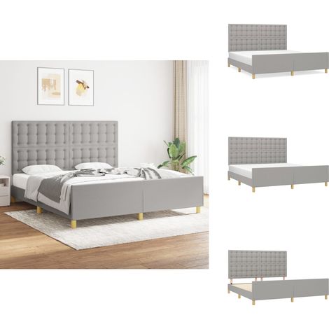 Bettgestell mit Kopfteil Hellgrau 180x200 cm Stoff - Bettes Gestell - Holzbetten - Lattenrost - Doppelbett - Boxspringbett (1/5)