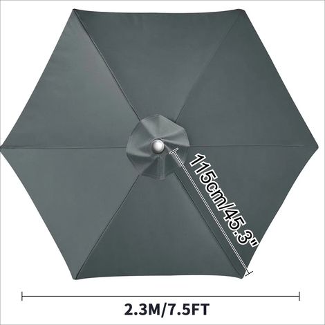 (Gris, 6 nervures, 2,3 m) Toile de rechange pour pare-soleil, imperméable, coupe-vent et résistante aux UV. (1/5)