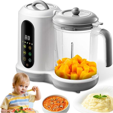 Babynahrungszubereiter – Multifunktions-Babybreibereiter mit Dampfgarer und Mixer, 4 Kochvoreinstellungen, selbstreinigend