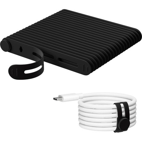 20pcs réutilisable near Lock câble attache réglable en silicone fil organisateur chargeur câble clip pour câble de charge casque accessoires de voyage (noir) (1/5)