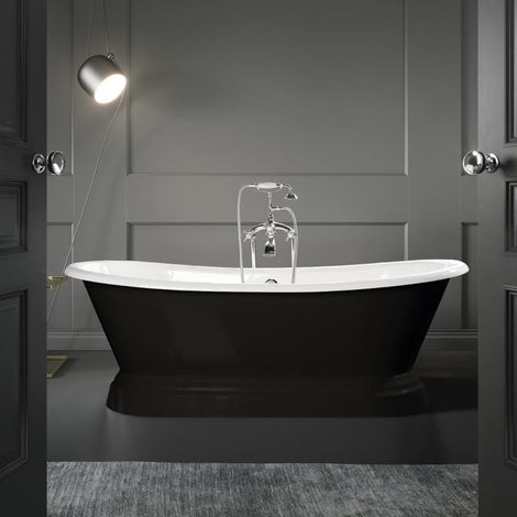 Freistehende Gusseisen Badewanne SOUTHPORT schwarz  180