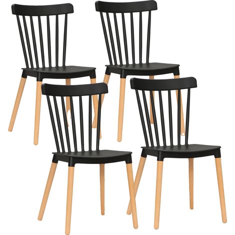 Silla de comedor, estilo moderno, material resistente, color negro. (1/2)