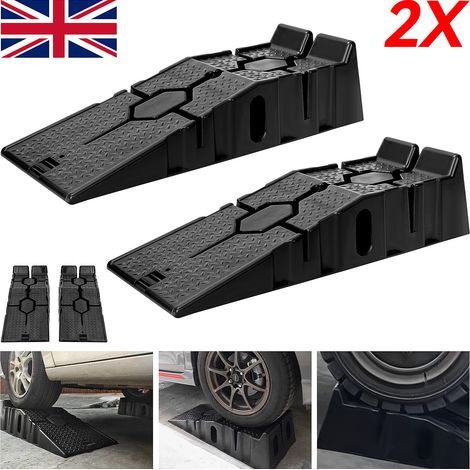 2Pcs Car Ramps Heavy Duty - 5000KG Capacity, Polypropylene Plastic Loading Access Ramps, Lift Low Profile Vehicles (1/5)