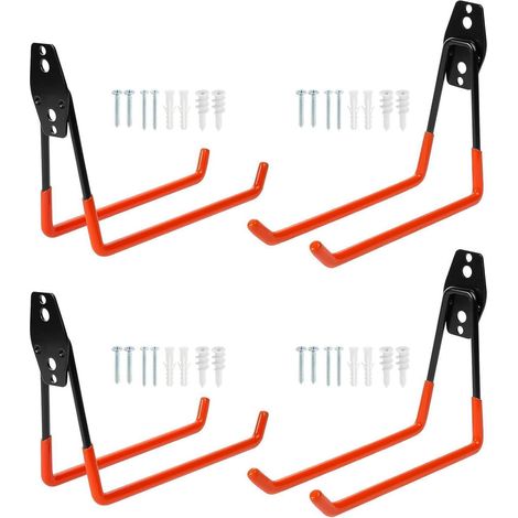 Garagenhaken Doppelhaken Wandhalterung Werkzeughalter 1916cm Orange (1/5)