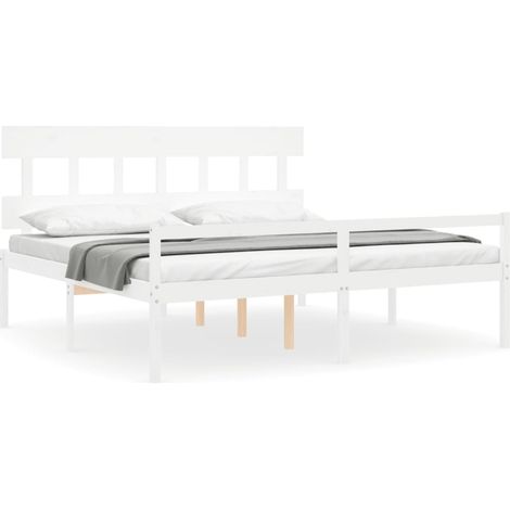 Maison Exclusive - Lit pour personne âgée sans matelas blanc 200x200cm bois massif (1/5)