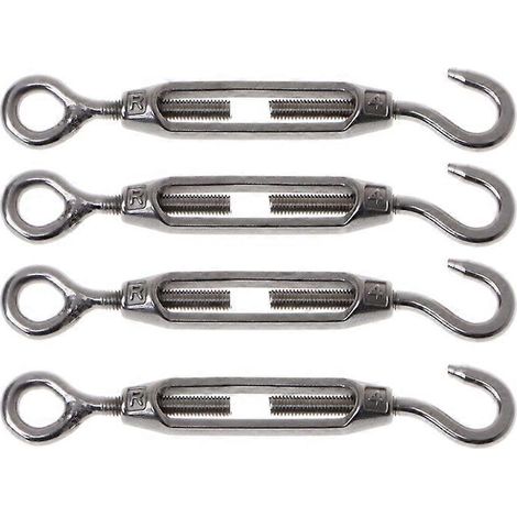 Lot de 4 tendeurs M4 en acier inoxydable 304 avec crochet et œillet pour câble léger (1/5)