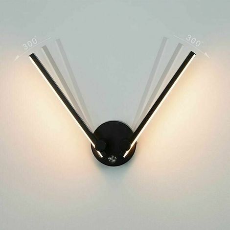 VURAHOME - Badezimmer-Wandleuchte mit Schalter, 2 x 12W LED-Lampen für Badezimmerspiegel, 73cm Doppel-LED-Leuchte, 300° verstellbarer Arm (Schwarz 3000K) (1/5)