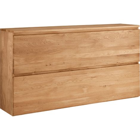 Schuhschrank Eiche massiv geölt SALACH-64 mit 2 Klappen, hängend, B/H/T: ca. 160/84/35 cm (1/5)