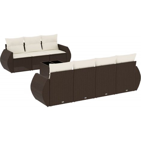 vidaXL Set Divani da Giardino 8 pz con Cuscini Marrone in Polyrattan (1/5)