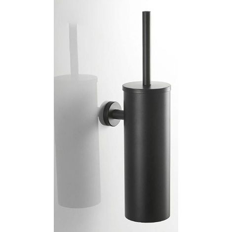 Brosse WC Inox- Brosse Toilette et Supports, Anti-goutte, Antibactérienne, Balayette WC Ventilée, Séchage Rapide sans Odeur, Balai WC Montage Mural/au Sol, Salle de Bain et WC Noir (1/4)