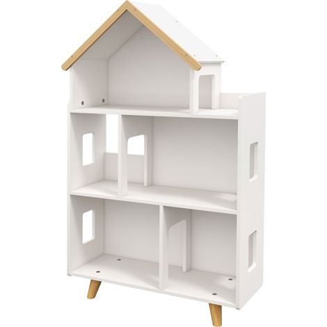Étagère de Rangement 3 Niveaux pour Jouets, Bibliothèque Enfant, avec 6 Cubes, 108.5x65x25 cm, Blanche (1/5)