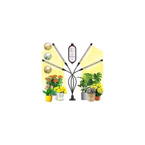 Pflanzenlicht, 2020 Neue 80 LEDs 4 Köpfe Wachstumslicht, AUTO-Timing – EIN/AUS Gartenbau-LED-Lampe für Sämlinge, Sukkulenten, Orchideen (660 nm/3000 K/5000 K) (1/5)