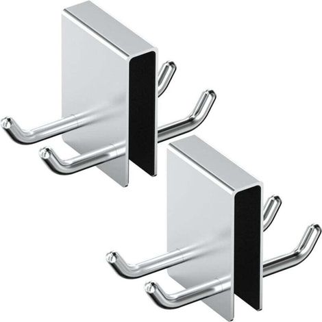 Ganci per doccia senza foratura in acciaio inox XU, confezione da 2 ganci per asciugamani con protezione in spugna, argento - KZQ (1/4)