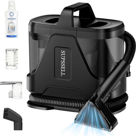 Nettoyeur détacheur - Shampouineuse - Aspiration puissante de 16 kPa 650W - brosse spéciale taches tenaces - Réservoir 1,85 L - Noir