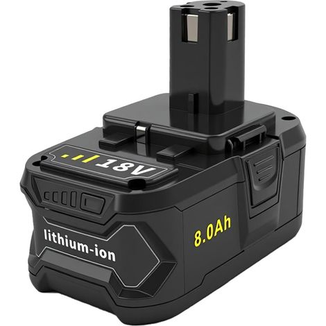 18V 8,0Ah Ersatzakku für Ryobi 18V Akku-Werkzeuge (Teilenummern P103 und P104). Kompatibel mit Ryobi 18V Akku-Werkzeugen.