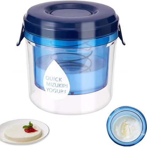 Transparente y azul, Colador de yogur griego con tapa, Colador de yogur con malla ultrafina, Fácil de usar y limpiar (1/5)