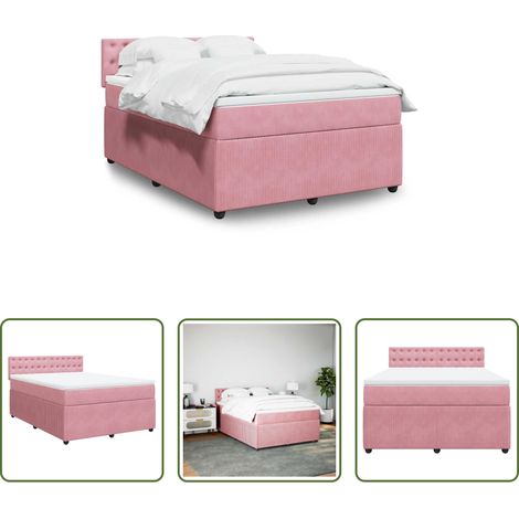 Matelas à ressorts ensachés - Sommier à lattes de lit avec matelas Rose 140x190 cm Velours (1/5)