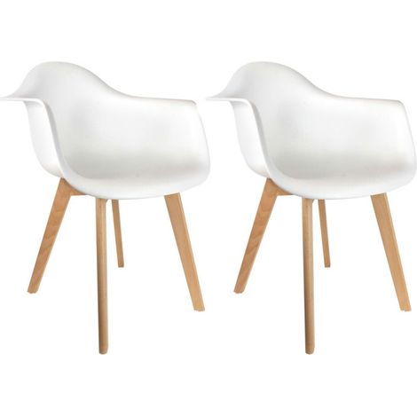 Lot de 2 Fauteuils Scandinave "Julda" 85cm Blanc (1/5)