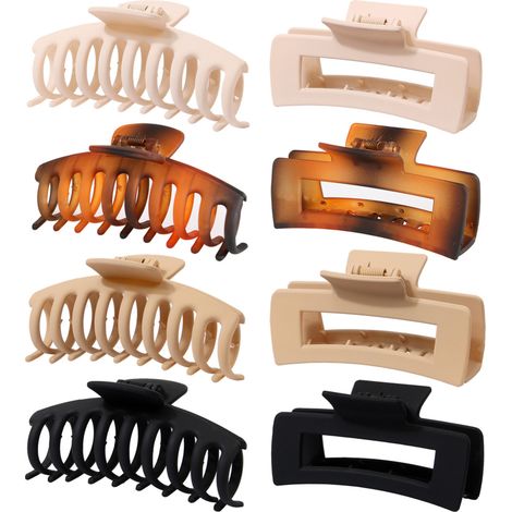 Juego de 8 pinzas para el cabello de plástico mate, sencillas y antideslizantes, para un peinado elegante y una sujeción óptima. (1/5)
