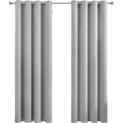 FENOPLASTICARideau Occultant Thermique à Oeillets - 1 Pièce 132x213cm - Décoration Fenêtre pour Salon et Chambre - Gris Clair
