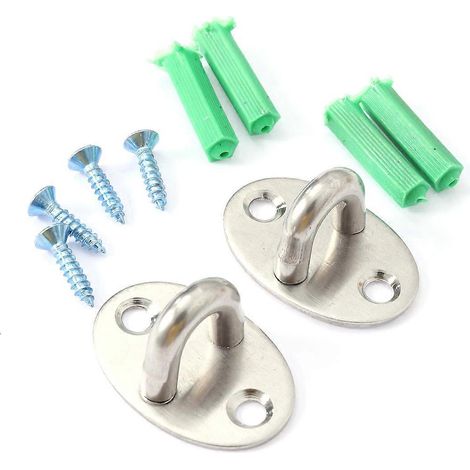 Lot de 2 crochets de plafond en acier inoxydable en forme de U avec accessoires - Taille S (Argent)-Silver (1/3)