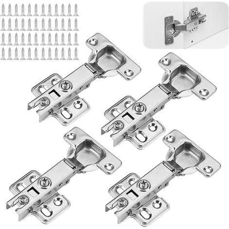 4 Pièces Charniere Porte Placard avec Amortisseur,35mm Charnières de Porte de Cuisine avec Angle d'Ouverture de 95°-100°, Charnière Amortisseur pour Portes d'Armoires, Penderies, Armoires à Chaussures (1/5)