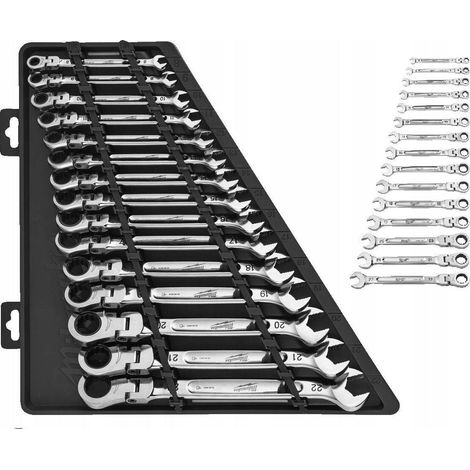 Milwaukee Kit di chiavi a cricchetto 15 pezzi cromo satinato (1/3)