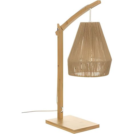 Lampe en bois et fer coloris Beige, 30 x 18 x 55 cm – Lampe d'appoint design moderne ACKERMAN (1/3)
