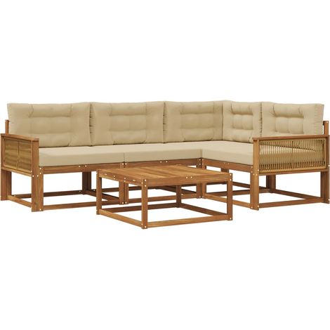 Outdoor Sofa Set with Cushion 5 pcs Natural and Beige vidaXL (1/5)