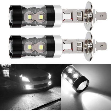 2 H1 8000K weiße 50W ultrahelle LED-Lampen, Nebelscheinwerfer-Set für Autos (1/5)