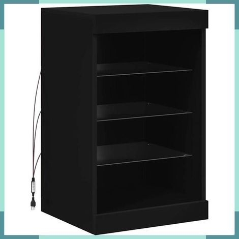836722 Buffet avec lumières LED noir 41x37x67 cm (1/5)