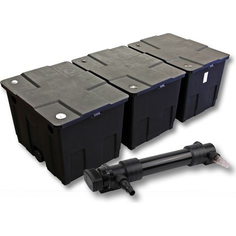 SunSun Komplettset: CBF-350C Teichfilter bis 90000 L Teichfilteranlage als Durchlauffilter, CUV-636 Teichklärer UVC Klärer mit 36 Watt UV-C Leistung
