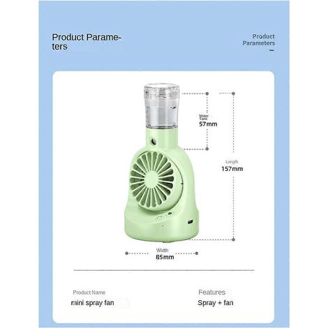 Ventilateur brumisateur d'extérieur avec flacon brumisateur vert --- (1/5)
