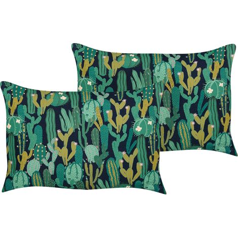 Set of 2 Outdoor Cushions BUSSANA Plant Pattern 40 x 60 cm Green (1/5)