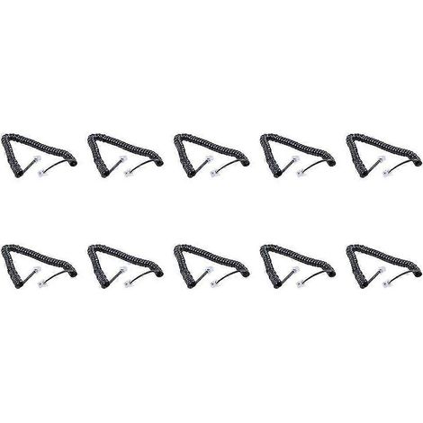 Lot de 10 câbles de rechange RJ9 4P4C spiralés et extensibles pour combinés téléphoniques, noirs. (1/5)