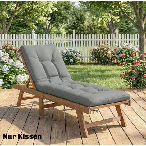 Coussin pour bain de soleil extérieur 198 x 65 x 13 cm gris clair avec liens (1/5)