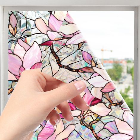 Film occultant statique mat pour vitres - Film décoratif coloré pour vitres - Film semi-occultant translucide - Film occultant réutilisable sans adhésif - Paquet de 43 x 100 cm (1/5)