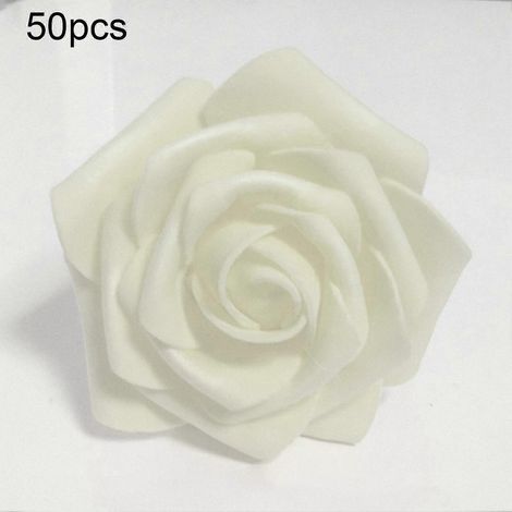 50 roses artificielles en mousse beige pour bouquet de mariée à faire soi-même, décoration de fête.-AquaForge (1/4)