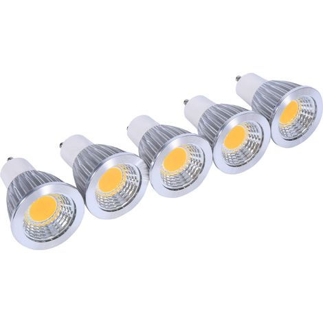 Ampoule GU10 - LED COB 5 W - 2700 K - Blanc Chaud - Pour Éclairage Intérieur - Lot de 5