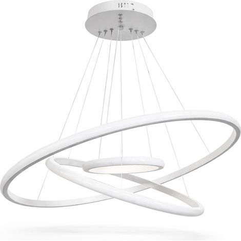 Lampadario LED bianco moderno a 3 anelli sospesi da soffitto 68W