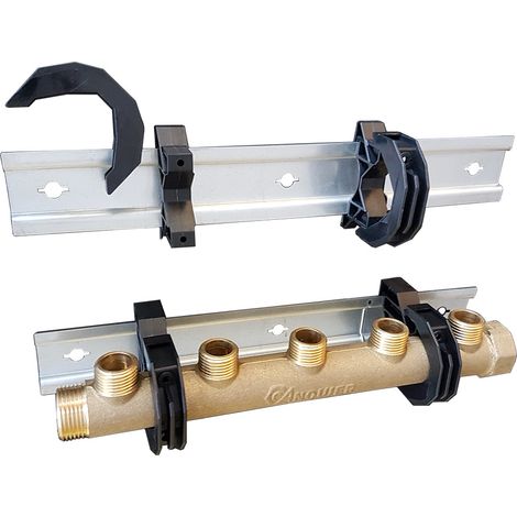 Anquier – Support collecteurs réglable universel 22-34mm – Fixation isophonique et diélectrique – Montage rapide par clipsage – Adaptable à toute longueur