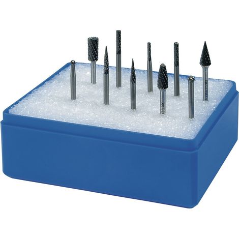 Jeu de mini-fraises queue Ø3mm 10 pièces HM denture croisée boîtier plastique TECWERK (1/2)