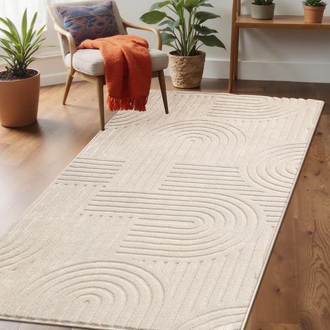 Tapis de Salon d'intérieur 80 x 150 cm, Super Doux Moquette Chambre Poil Courts avec Effet Haut-Bas Effet 3D, Ne Perd Pas Ses Poils, Moderne Antidérapant Tapis Salle a Manger (1/5)