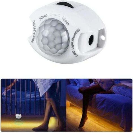 Détecteur de Mouvement DC 5V/24V, Interrupteur de Lumière avec Minuterie Auto PIR, Barre Lumineuse Non Incluse