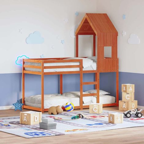 Teenpull – Dach für Kinderbett Wachsbraun 60x99x139,5 cm Massivholz Kiefer (1/5)