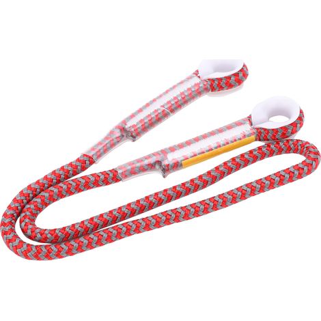 Longe de secours professionnelle pour l'escalade, boucle de sécurité œil-à-œil pour corde de rappel (rouge 80 cm) (1/5)