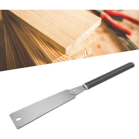 Scie à main double à manche en rotin noir, scie japonaise à double lame pour le travail du bois, scie à tenonnage, scie à découper, scie à sectionner, scie à double tranchant avec manche en rotin (1/5)
