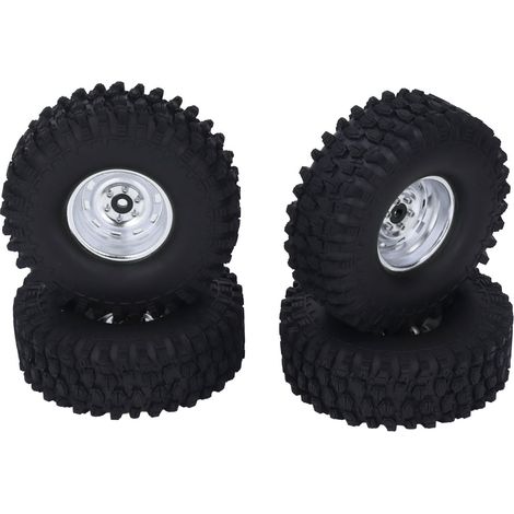 RC-Reifen (Teile): guter Grip, verstärkte Dämpfung, hohe Verschleißfestigkeit, für SCX10 und TRX4 1/10, silberfarben. (1/5)